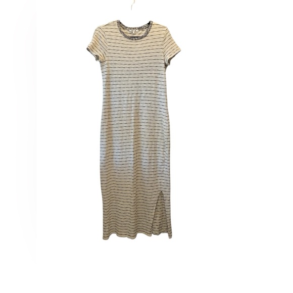 Three Dots Striped Cream and Black Maxi Dress 100% Cotton - Picture 3 of 7